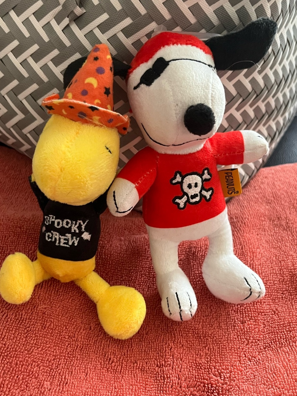 Peanuts Snoopy & Woodstock Halloween Plush Duo - Red, White, Yellow, Black